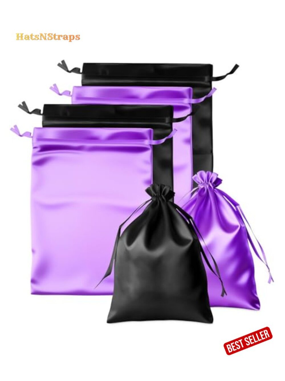 4-Pack Satin Wig Bags with Drawstrings for Storage & Travel